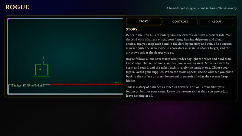Rogue browser dungeon view