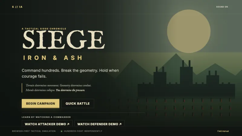 Siege: Iron & Ash title screen